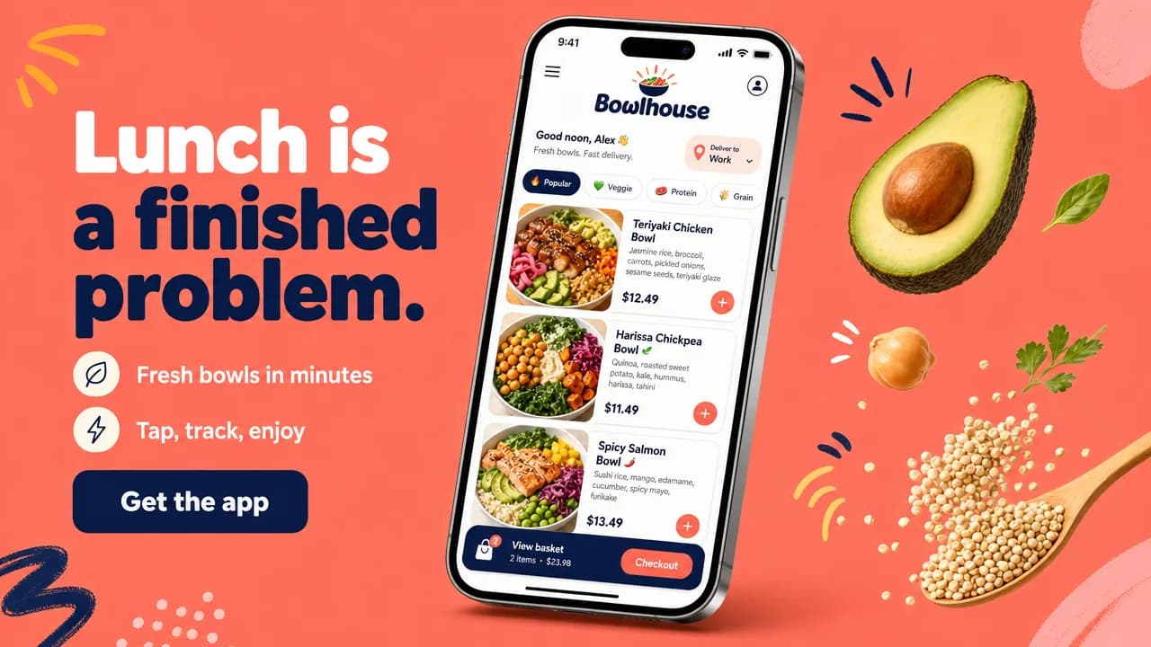 Brand: brand food app landing bright