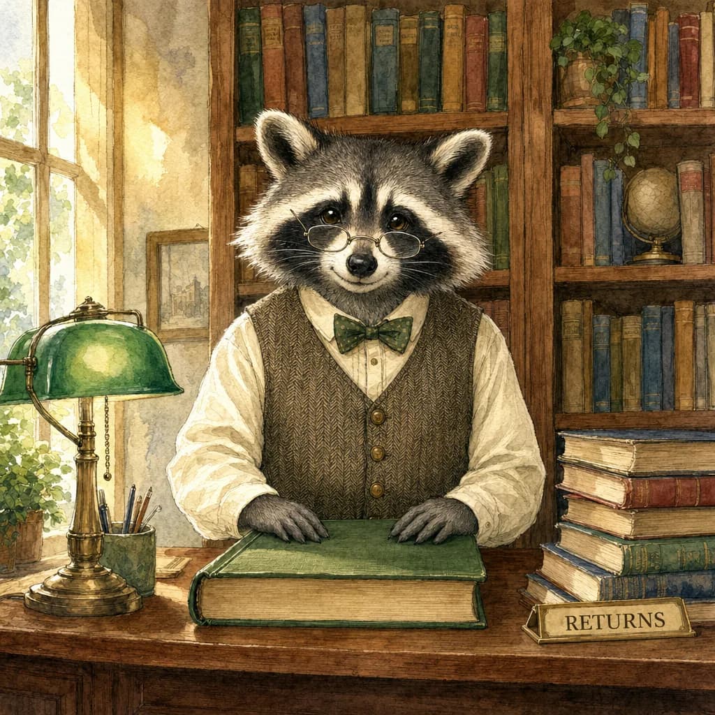 People: people watercolor librarian raccoon