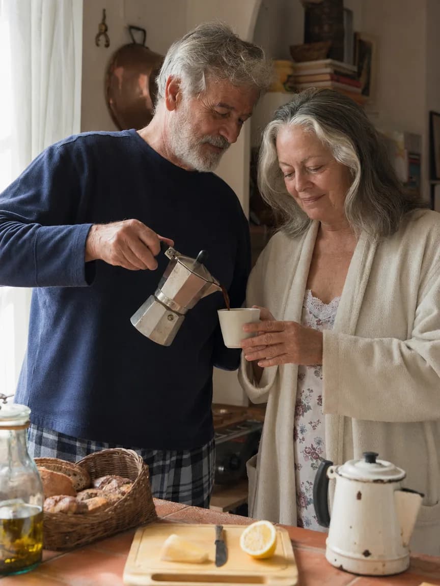People: people kitchen couple morning